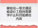 攀枝花一级交通运输造价工程师需要学什么科目呢哪些内容