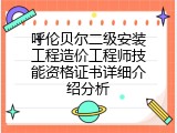 呼伦贝尔二级安装工程造价工程师技能资格证书详细介绍分析