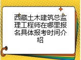西藏土木建筑总监理工程师在哪里报名具体报考时间介绍