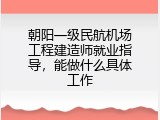 朝阳一级民航机场工程建造师就业指导，能做什么具体工作
