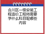 合川区一级安装工程造价工程师需要学什么科目呢哪些内容