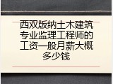 西双版纳土木建筑专业监理工程师的工资一般月薪大概多少钱