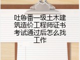 吐鲁番一级土木建筑造价工程师证书考试通过后怎么找工作