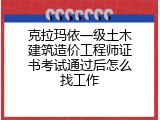 克拉玛依一级土木建筑造价工程师证书考试通过后怎么找工作