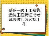 贺州一级土木建筑造价工程师证书考试通过后怎么找工作