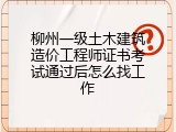 柳州一级土木建筑造价工程师证书考试通过后怎么找工作
