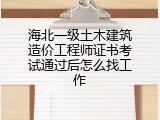 海北一级土木建筑造价工程师证书考试通过后怎么找工作