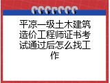 平凉一级土木建筑造价工程师证书考试通过后怎么找工作