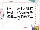 铜仁一级土木建筑造价工程师证书考试通过后怎么找工作
