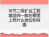 毕节二级矿业工程建造师一般在哪里上班什么岗位和待遇