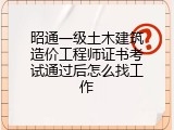 昭通一级土木建筑造价工程师证书考试通过后怎么找工作