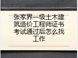 张家界一级土木建筑造价工程师证书考试通过后怎么找工作