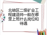 北碚区二级矿业工程建造师一般在哪里上班什么岗位和待遇