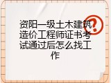 资阳一级土木建筑造价工程师证书考试通过后怎么找工作