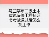乌兰察布二级土木建筑造价工程师证书考试通过后怎么找工作