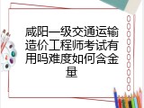 咸阳一级交通运输造价工程师考试有用吗难度如何含金量