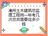 沧州土木建筑总监理工程师一年考几次总共需要花多少钱