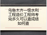 乌鲁木齐一级水利工程造价工程师考完多久可以查成绩如何查