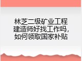 林芝二级矿业工程建造师好找工作吗，如何领取国家补贴
