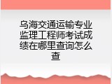 乌海交通运输专业监理工程师考试成绩在哪里查询怎么查