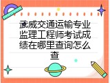 武威交通运输专业监理工程师考试成绩在哪里查询怎么查