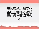 安顺交通运输专业监理工程师考试成绩在哪里查询怎么查