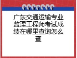 广东交通运输专业监理工程师考试成绩在哪里查询怎么查