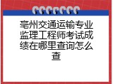 亳州交通运输专业监理工程师考试成绩在哪里查询怎么查