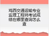 鸡西交通运输专业监理工程师考试成绩在哪里查询怎么查