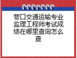 营口交通运输专业监理工程师考试成绩在哪里查询怎么查