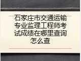 石家庄市交通运输专业监理工程师考试成绩在哪里查询怎么查