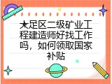 大足区二级矿业工程建造师好找工作吗，如何领取国家补贴