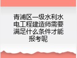 青浦区一级水利水电工程建造师需要满足什么条件才能报考呢