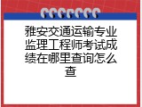 雅安交通运输专业监理工程师考试成绩在哪里查询怎么查
