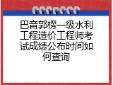 巴音郭楞一级水利工程造价工程师考试成绩公布时间如何查询