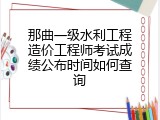 那曲一级水利工程造价工程师考试成绩公布时间如何查询
