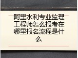 阿里水利专业监理工程师怎么报考在哪里报名流程是什么