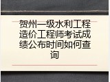 贺州一级水利工程造价工程师考试成绩公布时间如何查询