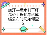 怒江一级水利工程造价工程师考试成绩公布时间如何查询