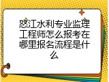 怒江水利专业监理工程师怎么报考在哪里报名流程是什么