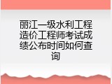 丽江一级水利工程造价工程师考试成绩公布时间如何查询