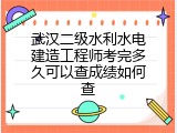武汉二级水利水电建造工程师考完多久可以查成绩如何查