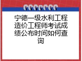 宁德一级水利工程造价工程师考试成绩公布时间如何查询