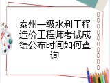 泰州一级水利工程造价工程师考试成绩公布时间如何查询
