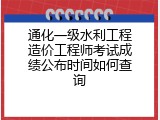 通化一级水利工程造价工程师考试成绩公布时间如何查询