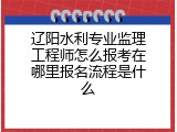 辽阳水利专业监理工程师怎么报考在哪里报名流程是什么