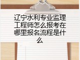 辽宁水利专业监理工程师怎么报考在哪里报名流程是什么