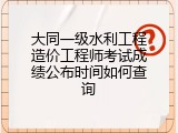 大同一级水利工程造价工程师考试成绩公布时间如何查询