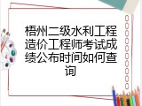 梧州二级水利工程造价工程师考试成绩公布时间如何查询