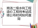 商洛二级水利工程造价工程师考试成绩公布时间如何查询